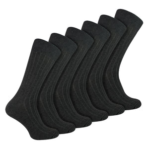 Chaussettes habillées côtelées en coton riche, couleur unie, pour homme