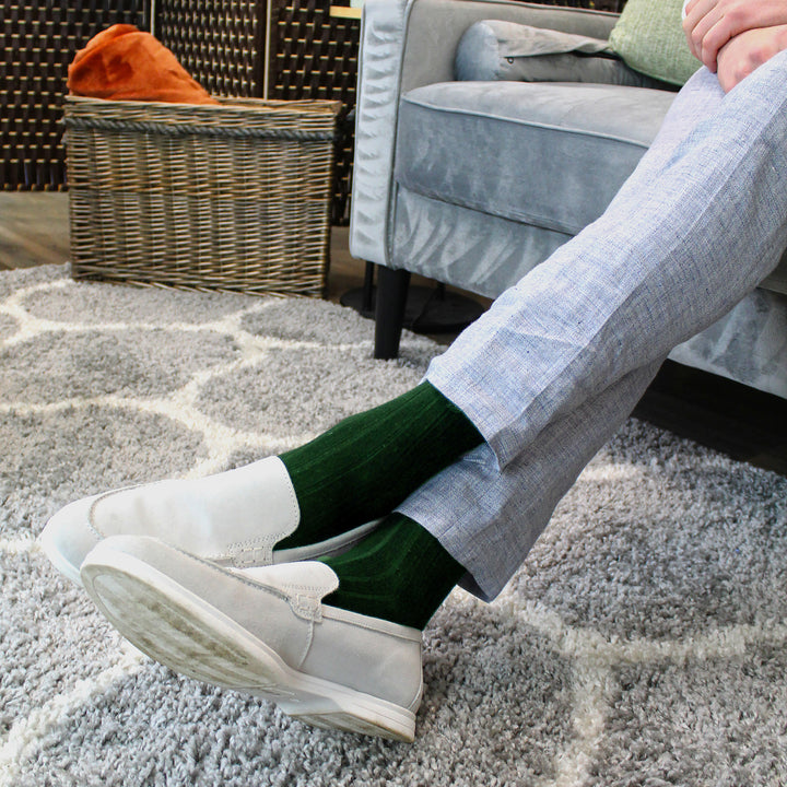 Mens Plain Coloured Cotton Rich Ribbed Dress Socks