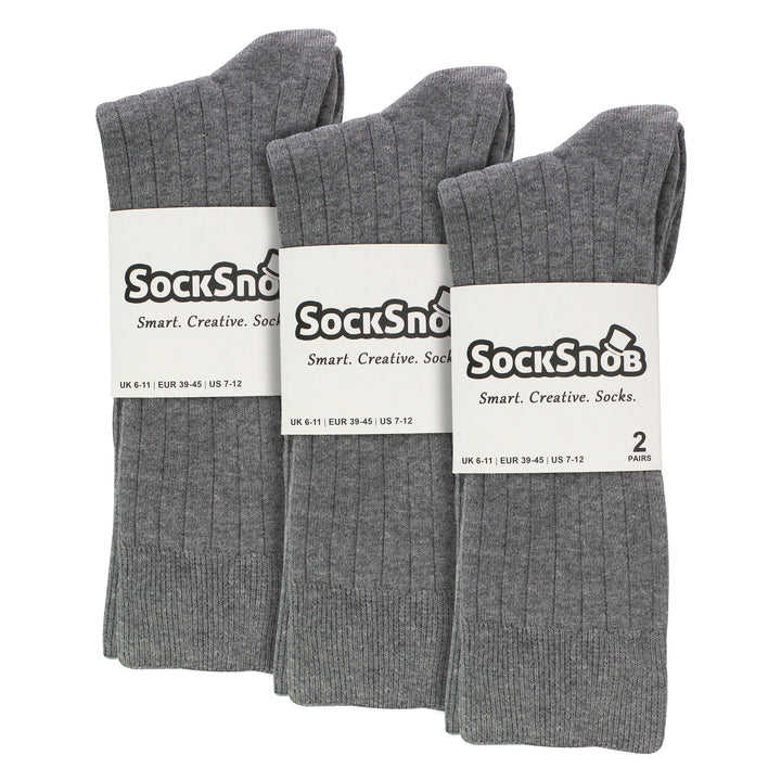 Mens Plain Coloured Cotton Rich Ribbed Dress Socks