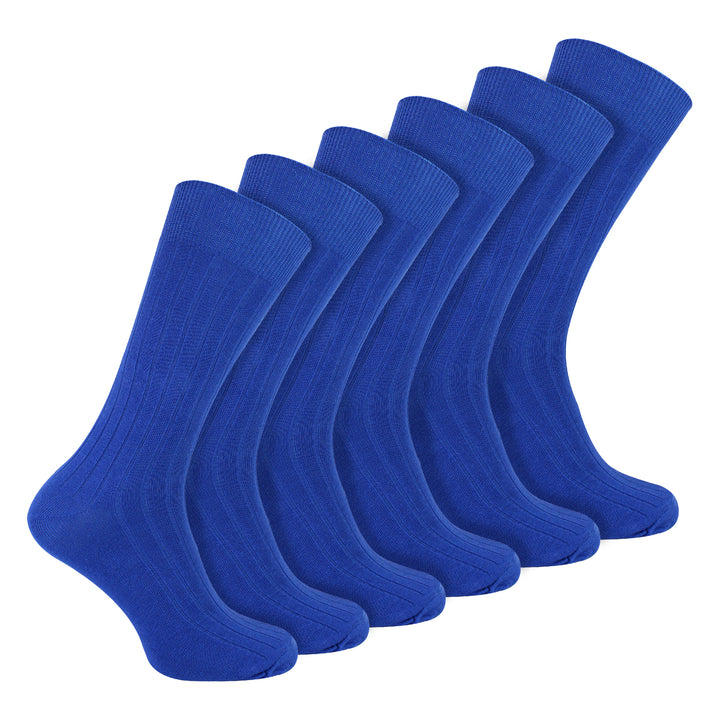 Mens Plain Coloured Cotton Rich Ribbed Dress Socks