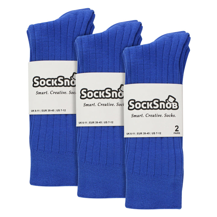 Mens Plain Coloured Cotton Rich Ribbed Dress Socks