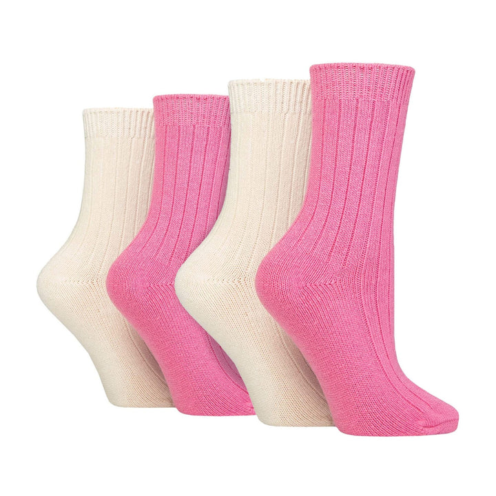 4 Pack Ladies Cashmere Boot Socks | Breathable Cozy Ribbed Wool Bed Socks