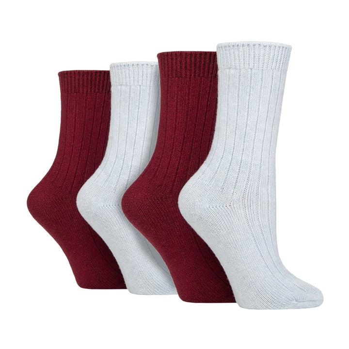 4 Pack Ladies Cashmere Boot Socks | Breathable Cozy Ribbed Wool Bed Socks