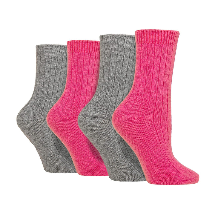 4 Pack Ladies Cashmere Boot Socks | Breathable Cozy Ribbed Wool Bed Socks