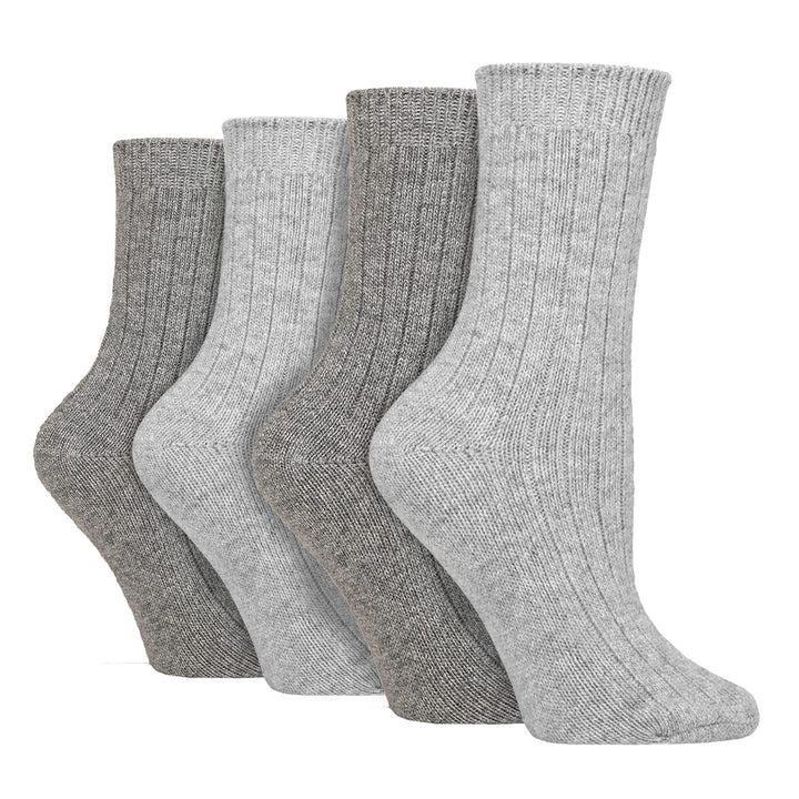4 Pack Ladies Cashmere Boot Socks | Breathable Cozy Ribbed Wool Bed Socks