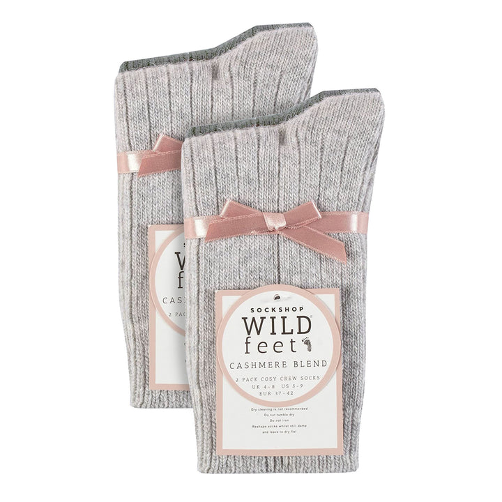 4 Pack Ladies Cashmere Boot Socks | Breathable Cozy Ribbed Wool Bed Socks