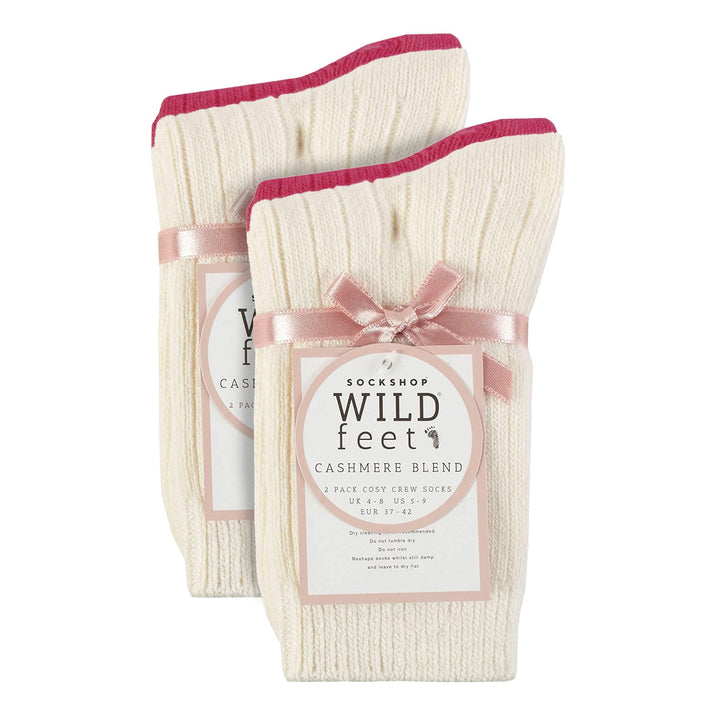 4 Pack Ladies Cashmere Boot Socks | Breathable Cozy Ribbed Wool Bed Socks