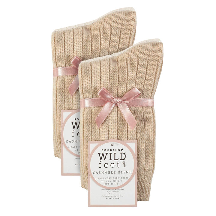 4 Pack Ladies Cashmere Boot Socks | Breathable Cozy Ribbed Wool Bed Socks