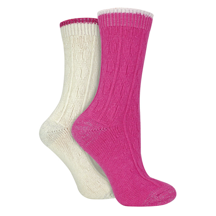 4 Pack Ladies Cable Knit and Lurex Glitter Socks for Sparkling Style and Comfort