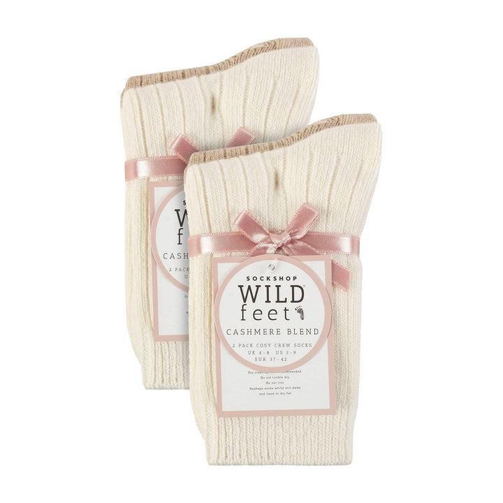 4 Pack Ladies Cashmere Boot Socks | Breathable Cozy Ribbed Wool Bed Socks