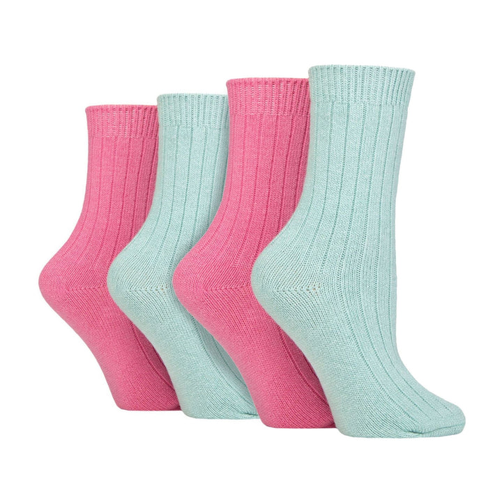 4 Pack Ladies Cashmere Boot Socks | Breathable Cozy Ribbed Wool Bed Socks