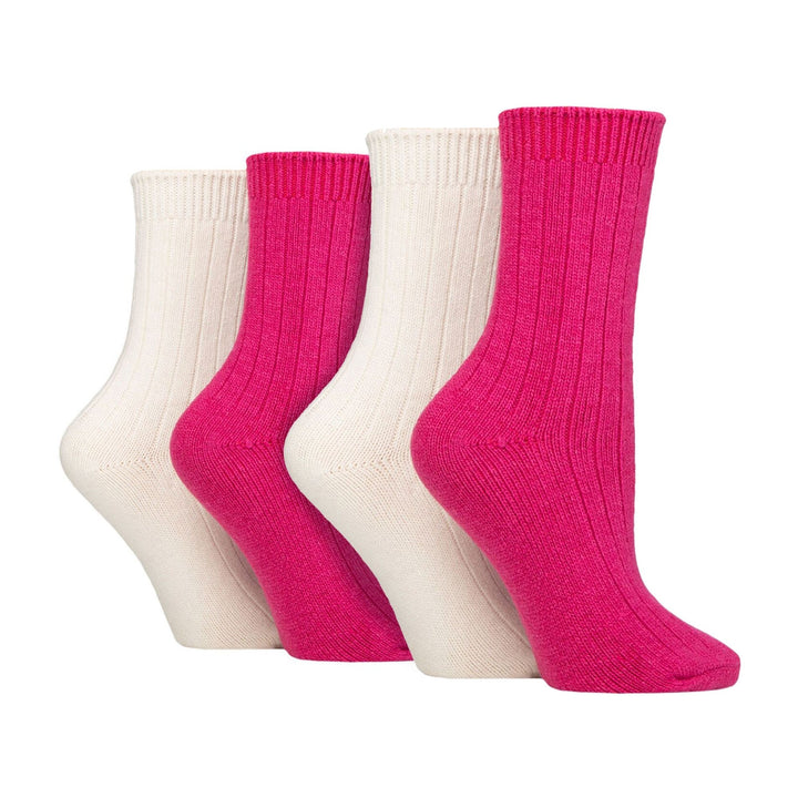 4 Pack Ladies Cashmere Boot Socks | Breathable Cozy Ribbed Wool Bed Socks