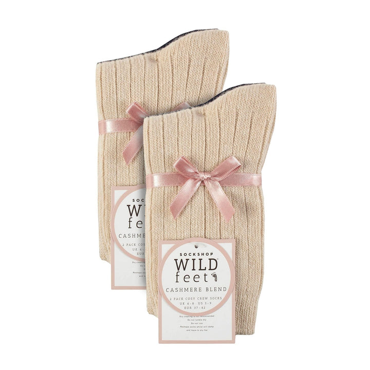 4 Pack Ladies Cashmere Boot Socks | Breathable Cozy Ribbed Wool Bed Socks