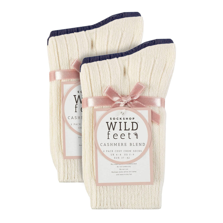 4 Pack Ladies Cashmere Boot Socks | Breathable Cozy Ribbed Wool Bed Socks