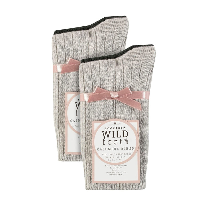 4 Pack Ladies Cashmere Boot Socks | Breathable Cozy Ribbed Wool Bed Socks