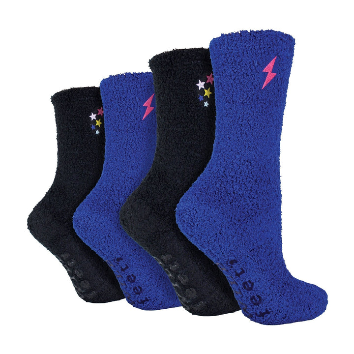 4 Pack Ladies Fleece Thermal Slipper Lounge Bed Socks for Ultimate Comfort