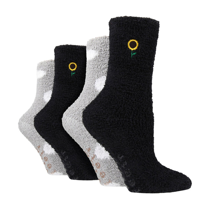 4 Pack Ladies Fleece Thermal Slipper Lounge Bed Socks for Ultimate Comfort