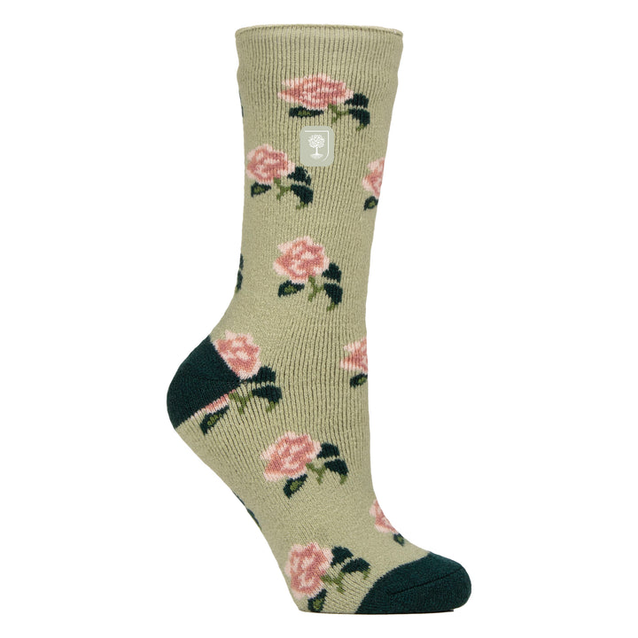 Womens Thermal Socks | Thin Floral Patterned Fleece Socks