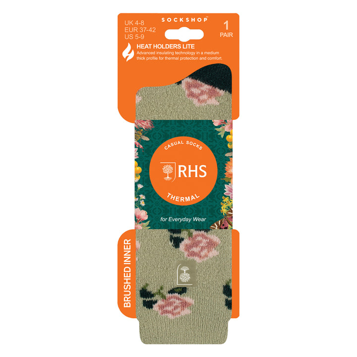 Womens Thermal Socks | Thin Floral Patterned Fleece Socks