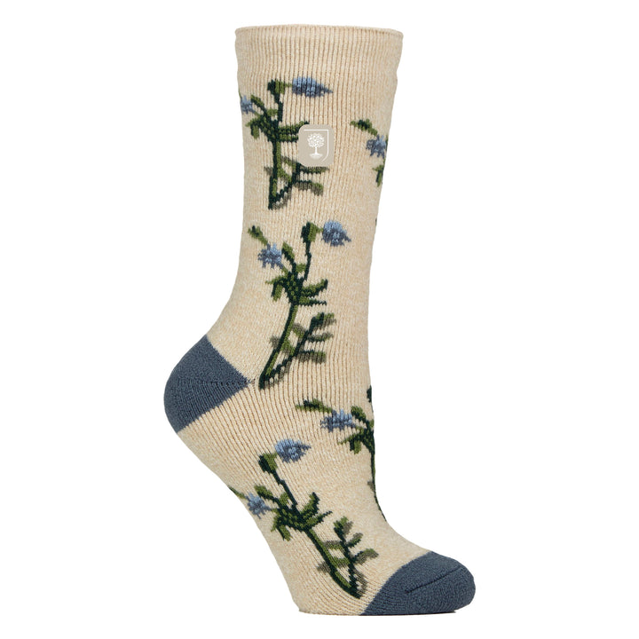 Womens Thermal Socks | Thin Floral Patterned Fleece Socks