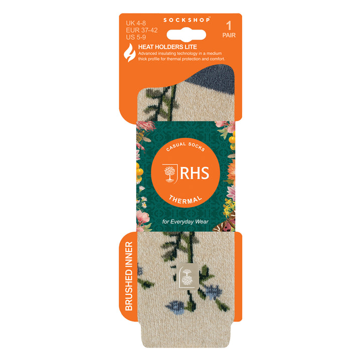 Womens Thermal Socks | Thin Floral Patterned Fleece Socks