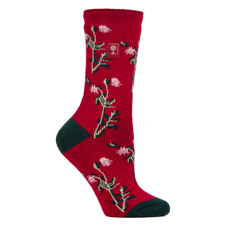 Womens Thermal Socks | Thin Floral Patterned Fleece Socks