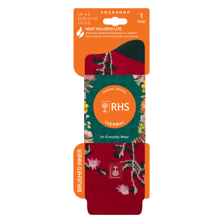 Womens Thermal Socks | Thin Floral Patterned Fleece Socks