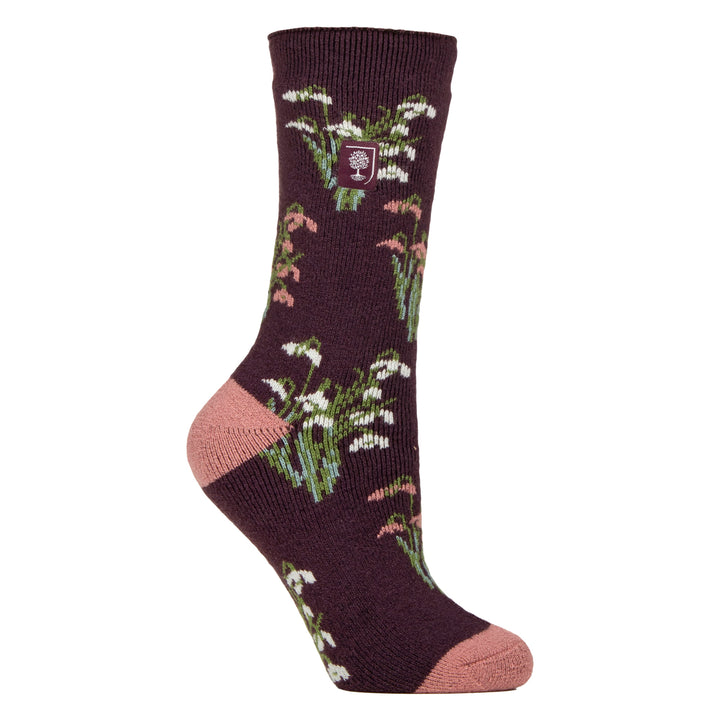 Womens Thermal Socks | Thin Floral Patterned Fleece Socks