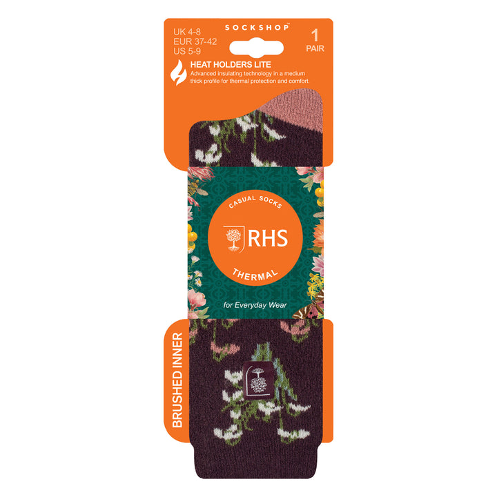 Womens Thermal Socks | Thin Floral Patterned Fleece Socks