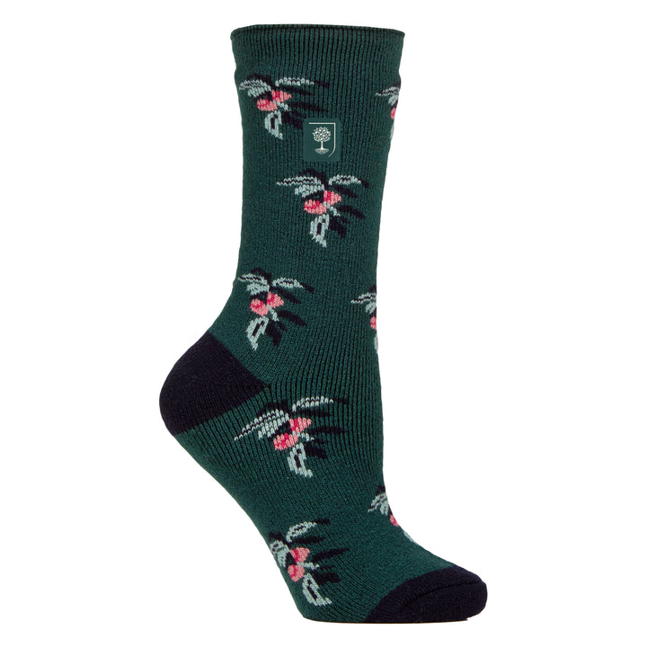 Womens Thermal Socks | Thin Floral Patterned Fleece Socks