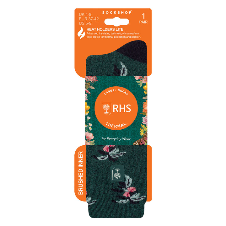 Womens Thermal Socks | Thin Floral Patterned Fleece Socks