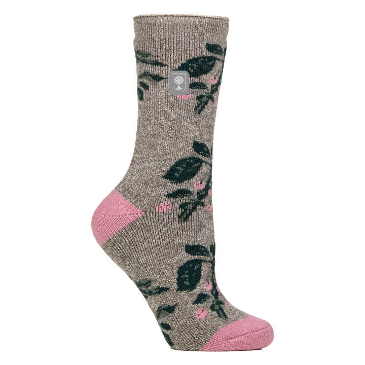 Womens Thermal Socks | Thin Floral Patterned Fleece Socks