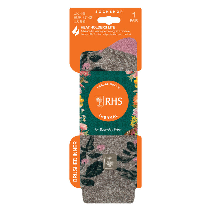 Womens Thermal Socks | Thin Floral Patterned Fleece Socks