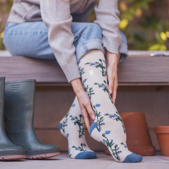 Long Wellington Boots Socks For Women | Floral Welly Socks