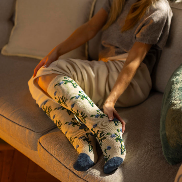 Long Wellington Boots Socks For Women | Floral Welly Socks