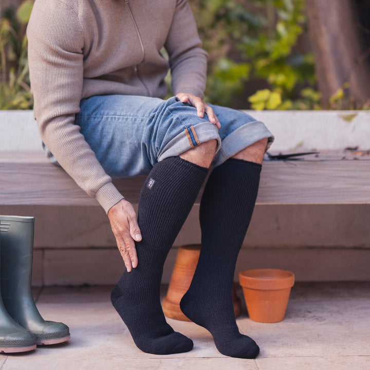 Mens Long Knee High Thermal Wellington Boot Socks