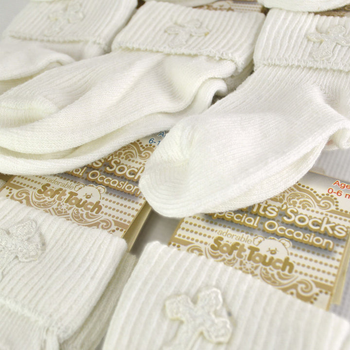 Cross Embroidery Newborn Cotton Baby Christening Socks