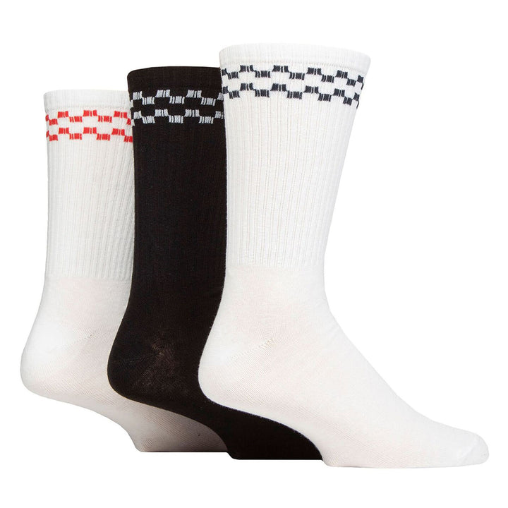 6 Pack Mens White Crew Socks with Stripe - Comfortable Cotton Sport Socks