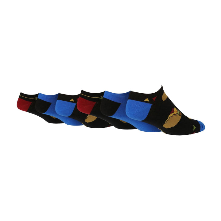 6 Pairs Mens Novelty Trainer Socks | Low Cut Funny Design Socks for Summer
