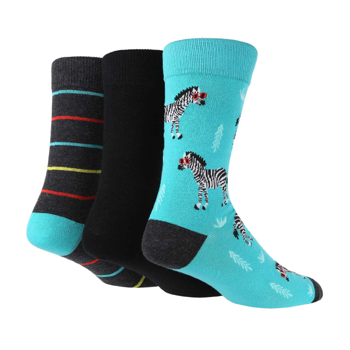 3 Pack Mens Novelty Jacquard Animal Patterned Cotton Socks