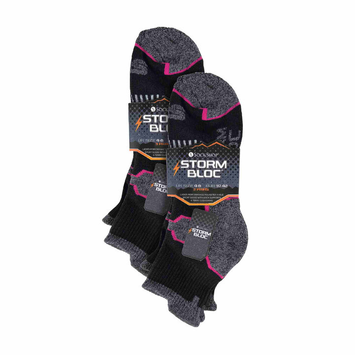 Ladies 6 Pack Arch Support Ankle Socks with Cushioning, Padded Heel & Toe
