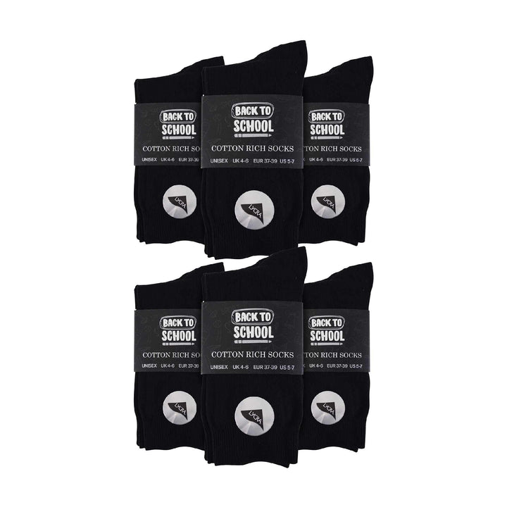 12 Pair Plain Kids School Soft Breathable Cotton Rich Socks