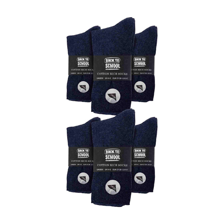 12 Pair Plain Kids School Soft Breathable Cotton Rich Socks