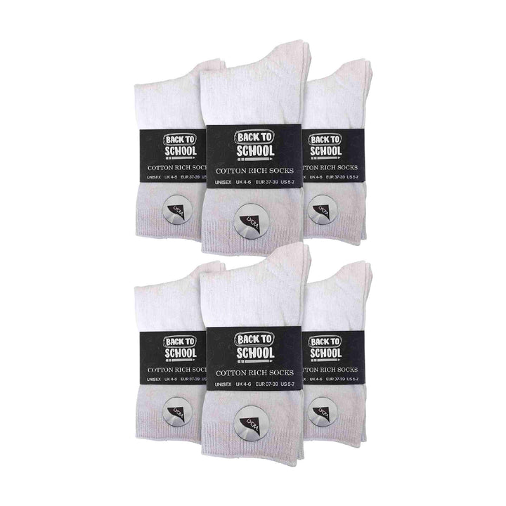 12 Pair Plain Kids School Soft Breathable Cotton Rich Socks