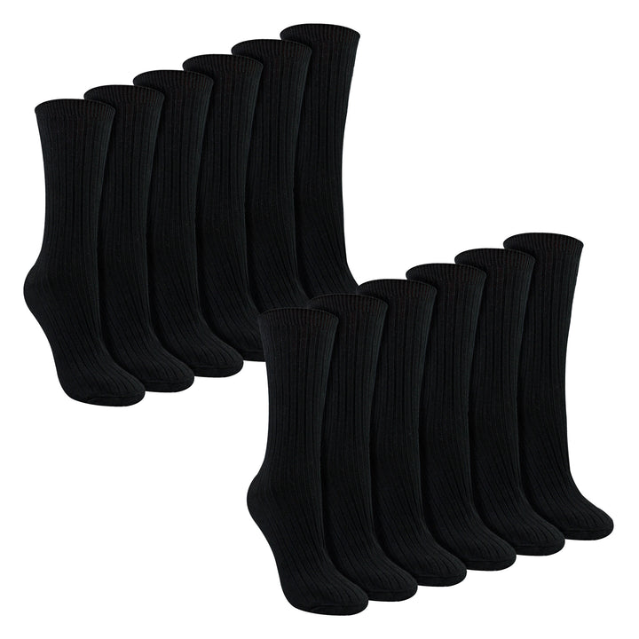 Ladies 12 Pack 100% Cotton Soft Breathable Socks