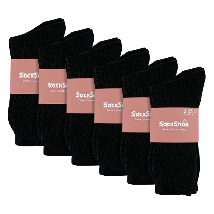Ladies 12 Pack 100% Cotton Soft Breathable Socks