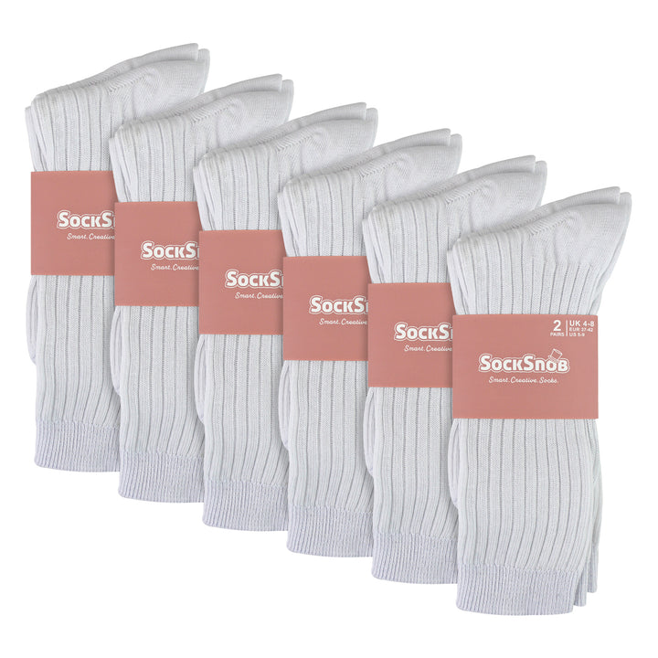 Ladies 12 Pack 100% Cotton Soft Breathable Socks