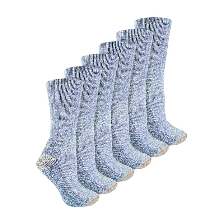 Ladies 6 Pairs Wool Socks - Cushioned Hiking Socks with Reinforced Heel & Toe