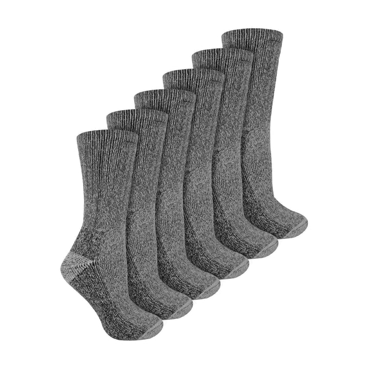Ladies 6 Pairs Wool Socks - Cushioned Hiking Socks with Reinforced Heel & Toe