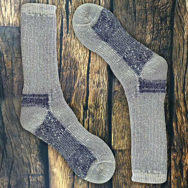 Mens 6 Pairs Multipack Crew Wool Socks: Reinforced Heel & Toe